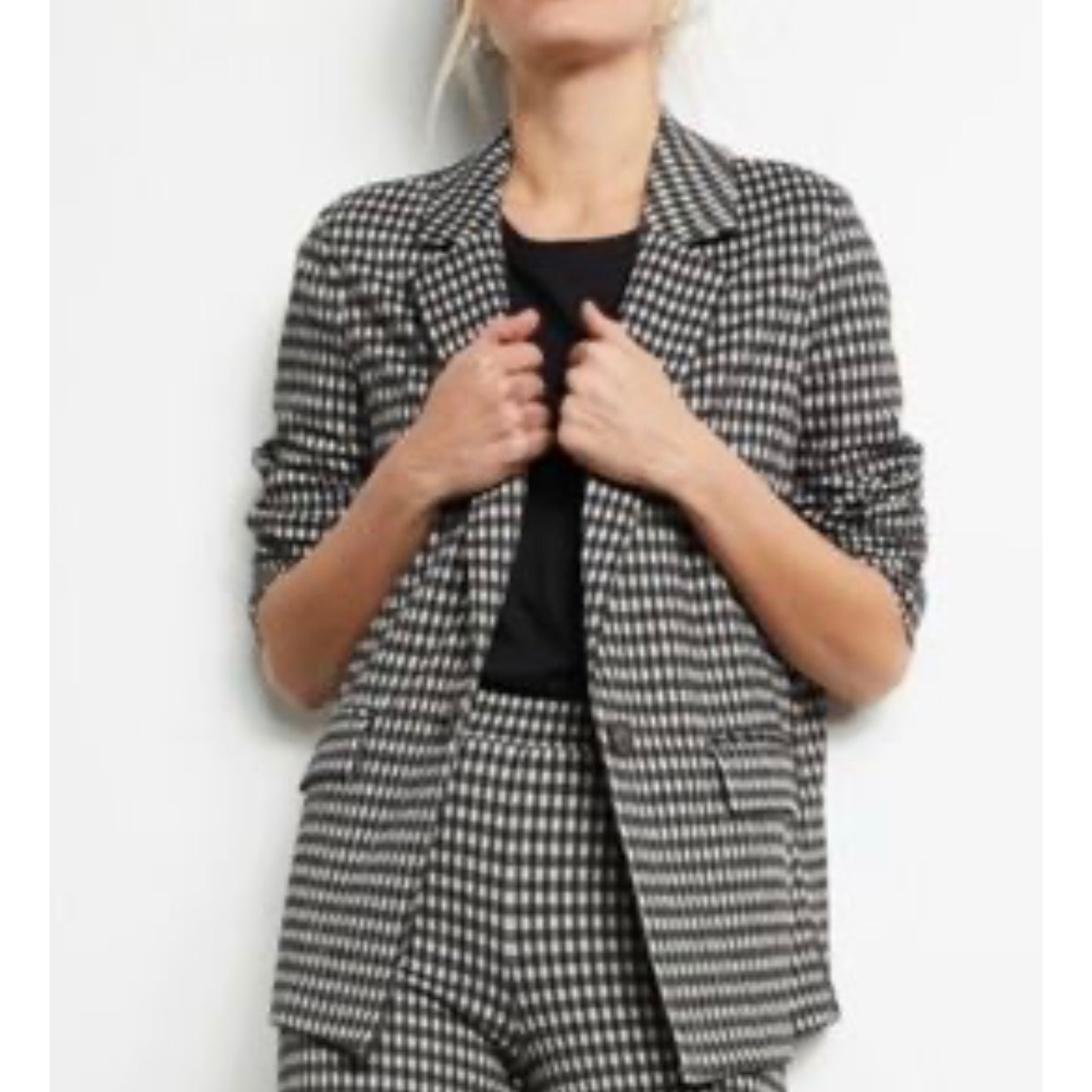 Adrianna Papell Womens White And Black Jacquard Blazer Size Large Nwt
